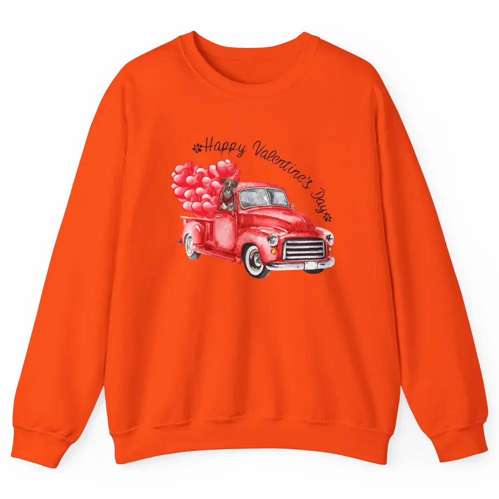 Boxer On Heart Truck Happy Valentines Day Boxer Dog Lovers Unisex Crewneck Sweatshirt