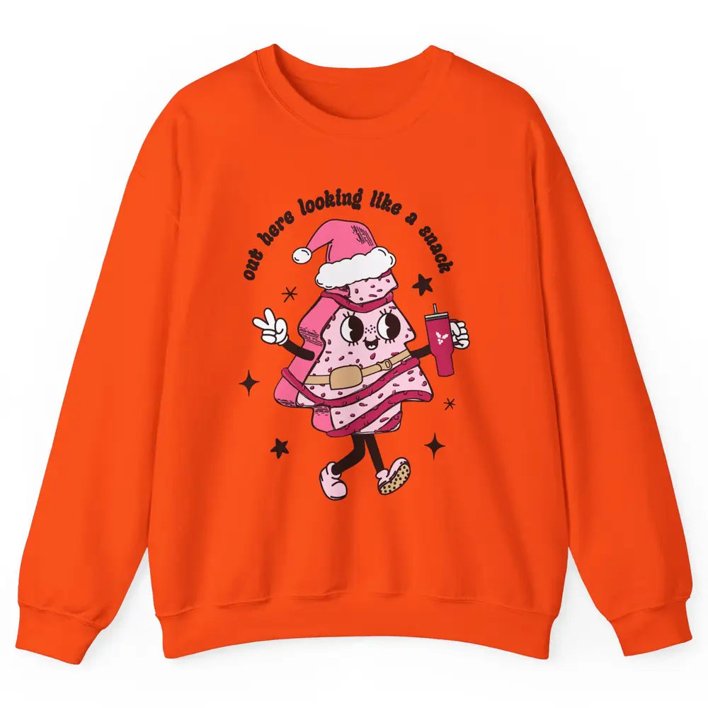 Funny Boo-jee Christmas Tree Cake Out Here Look Like A Snack Unisex Crewneck Sweatshirt