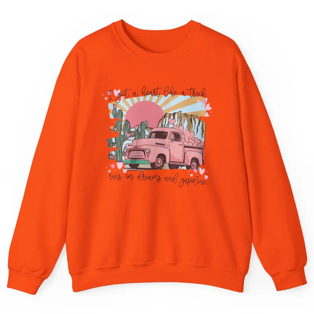 Western Sunset Cowgirl I Got Heart Like Truck Rodeo Cactus Unisex Crewneck Sweatshirt