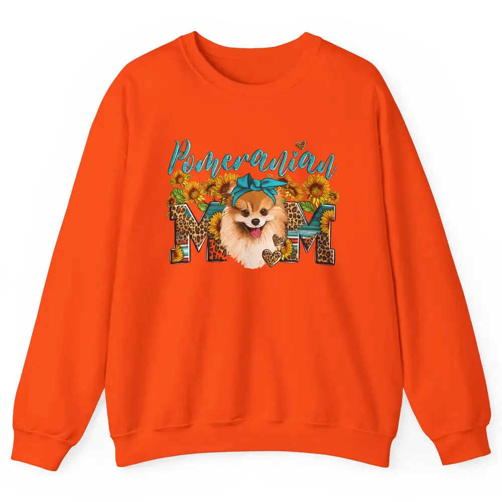 Sunflower Leopard Pomeranian Mom Western Pomeranian Dog Lady Unisex Crewneck Sweatshirt