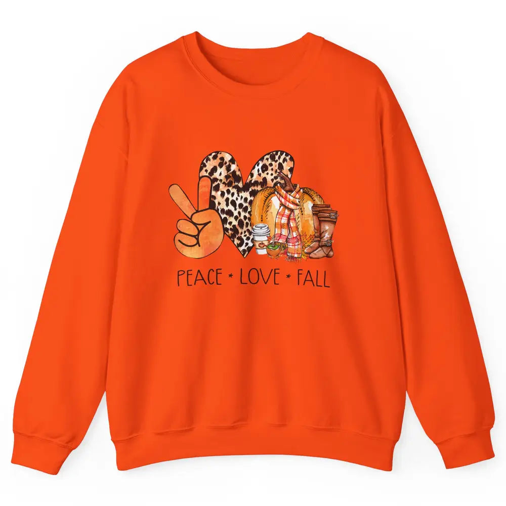 Peace Love Fall Pumpkin Spice Fall Halloween Thanksgiving Unisex Crewneck Sweatshirt