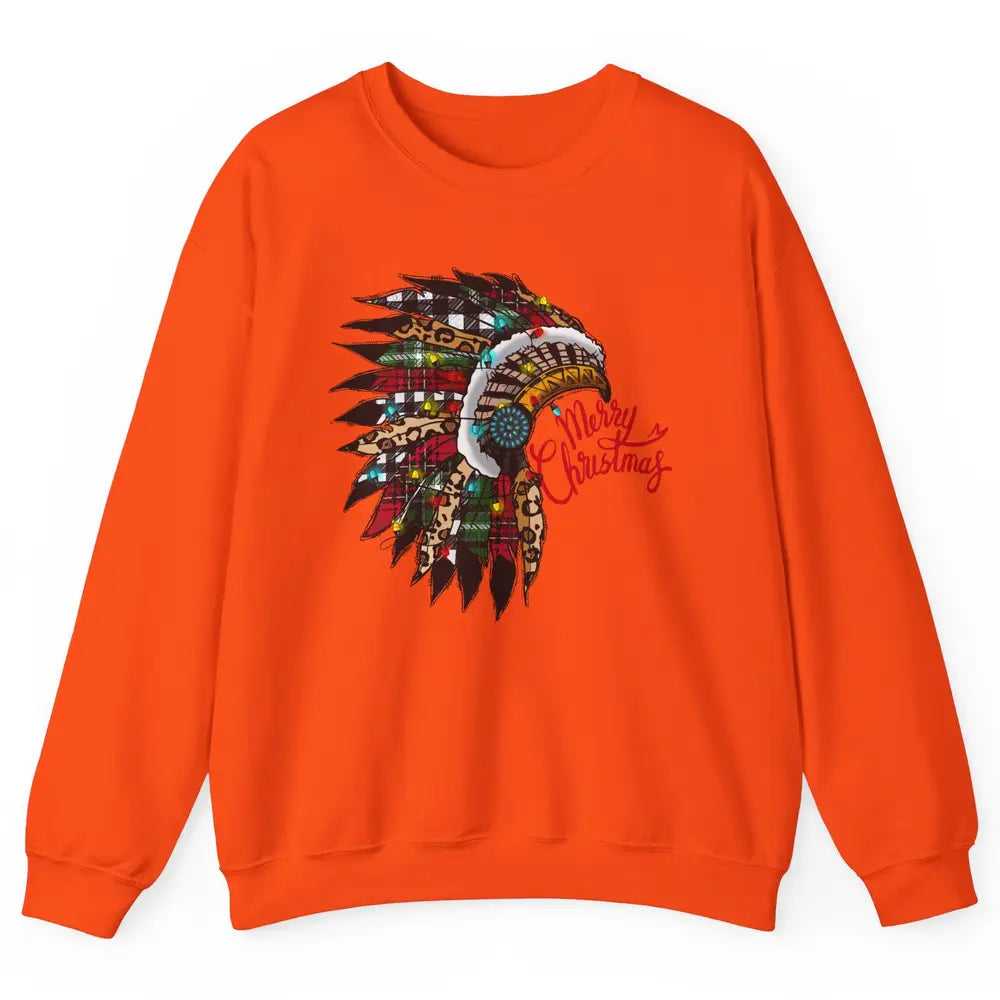 Christmas Headdress Indian Hat Leopard Western Christmas Unisex Crewneck Sweatshirt