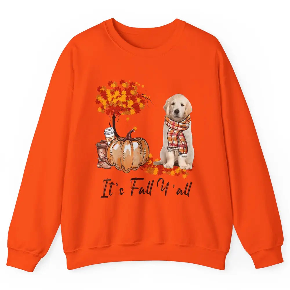 Golden Retriever Pumpkin Happy Fall Yall Autumn Thanksgiving Unisex Crewneck Sweatshirt