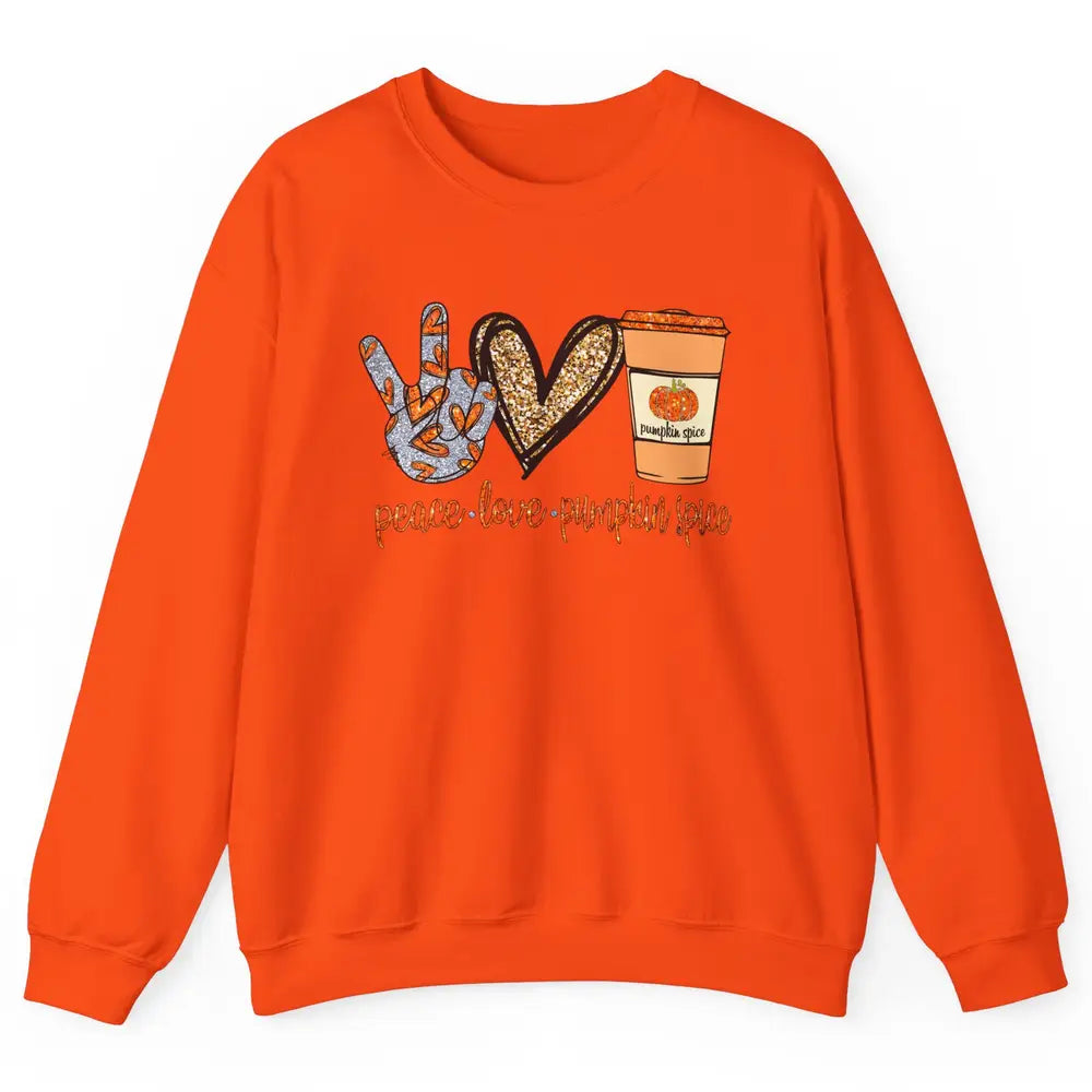 Peace Love Fall Pumpkin Spice Fall Halloween Thanksgiving Unisex Crewneck Sweatshirt