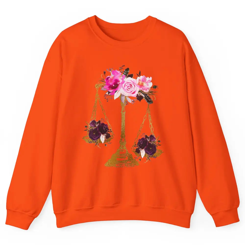 Wildflowers Lawyer Office Scales Roses Justice Law School Unisex Crewneck Sweatshirt