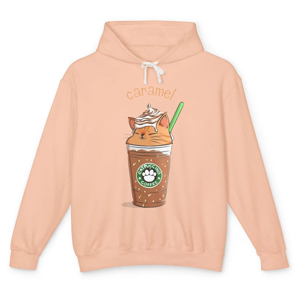 Cute Caramel Orange Cat Animals Pet Catpuccino Coffee Kitten Unisex Lightweight Hoodie