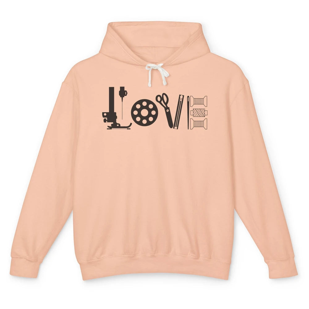 Love Sewing Quilting Tools Sewing Machine Quilters Gift Unisex Lightweight Hoodie