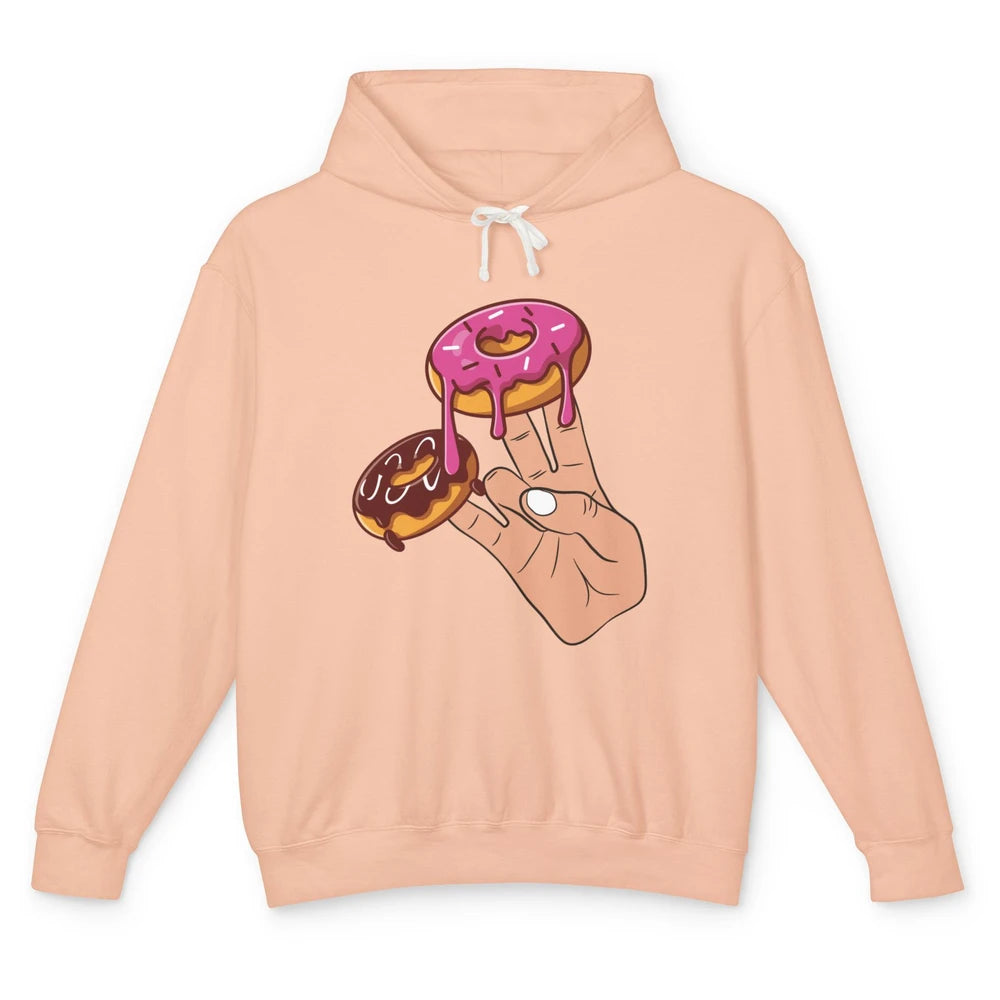 Funny Donut Two In Pink Shocker Men Women Sarcastic Doughnut Unisex Lightweight Hoodie