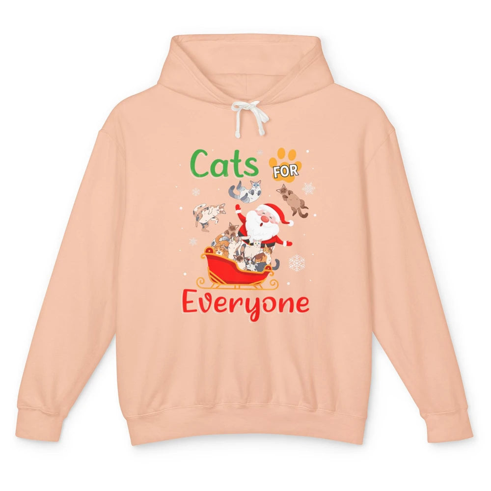 Merry Christmas Cats For Everybody Reindeer Xmas Santa Claus Unisex Lightweight Hoodie