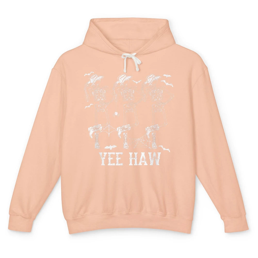 Yee Haw Skeleton Dancing Cowboy Boots Howdy Western Rodeo Unisex Lightweight Hoodie