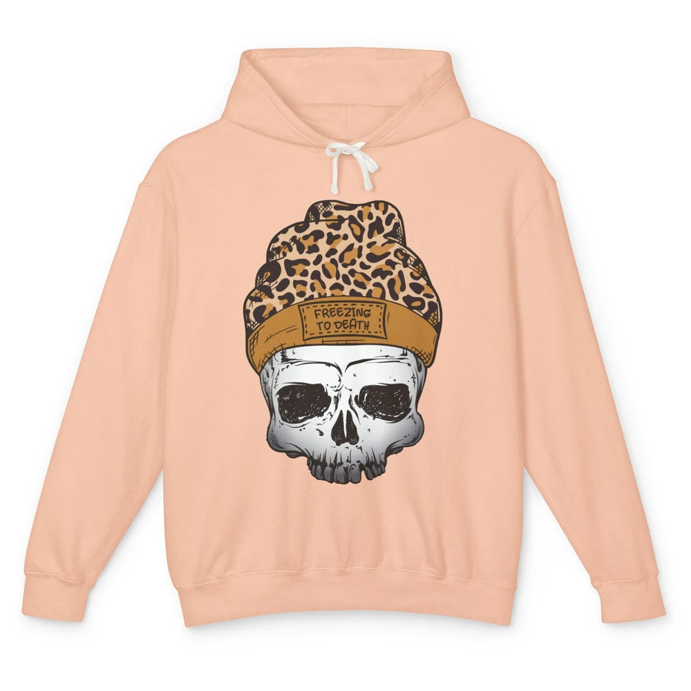 Leopard Skull Freezing To Death Snowflakes Christmas Winter Unisex Lightweight Hoodie