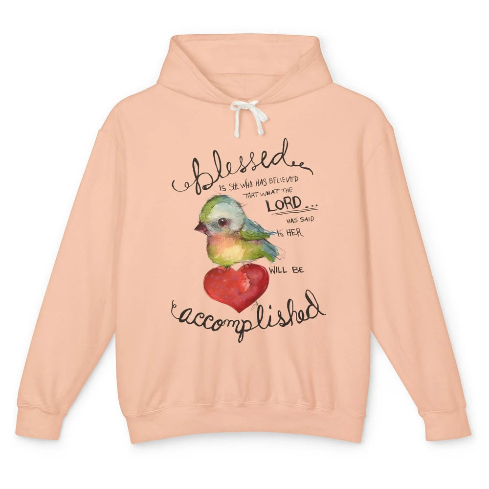 Christian Blessed Is She Who Believed Bible Verse Religious Unisex Lightweight Hoodie