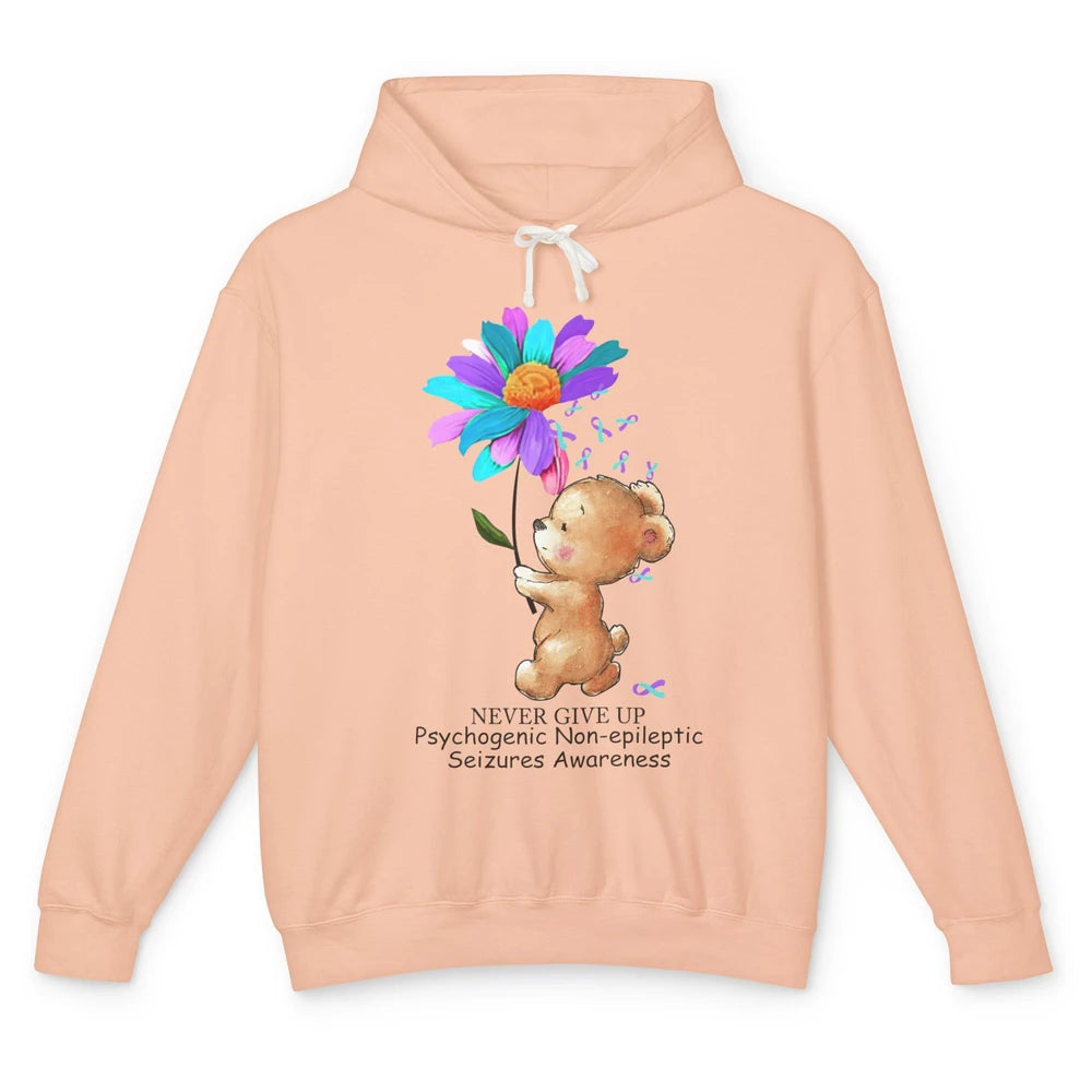 PNES Awareness Purple Teal Ribbon Sunflower Baby Elephant Unisex Lightweight Hoodie