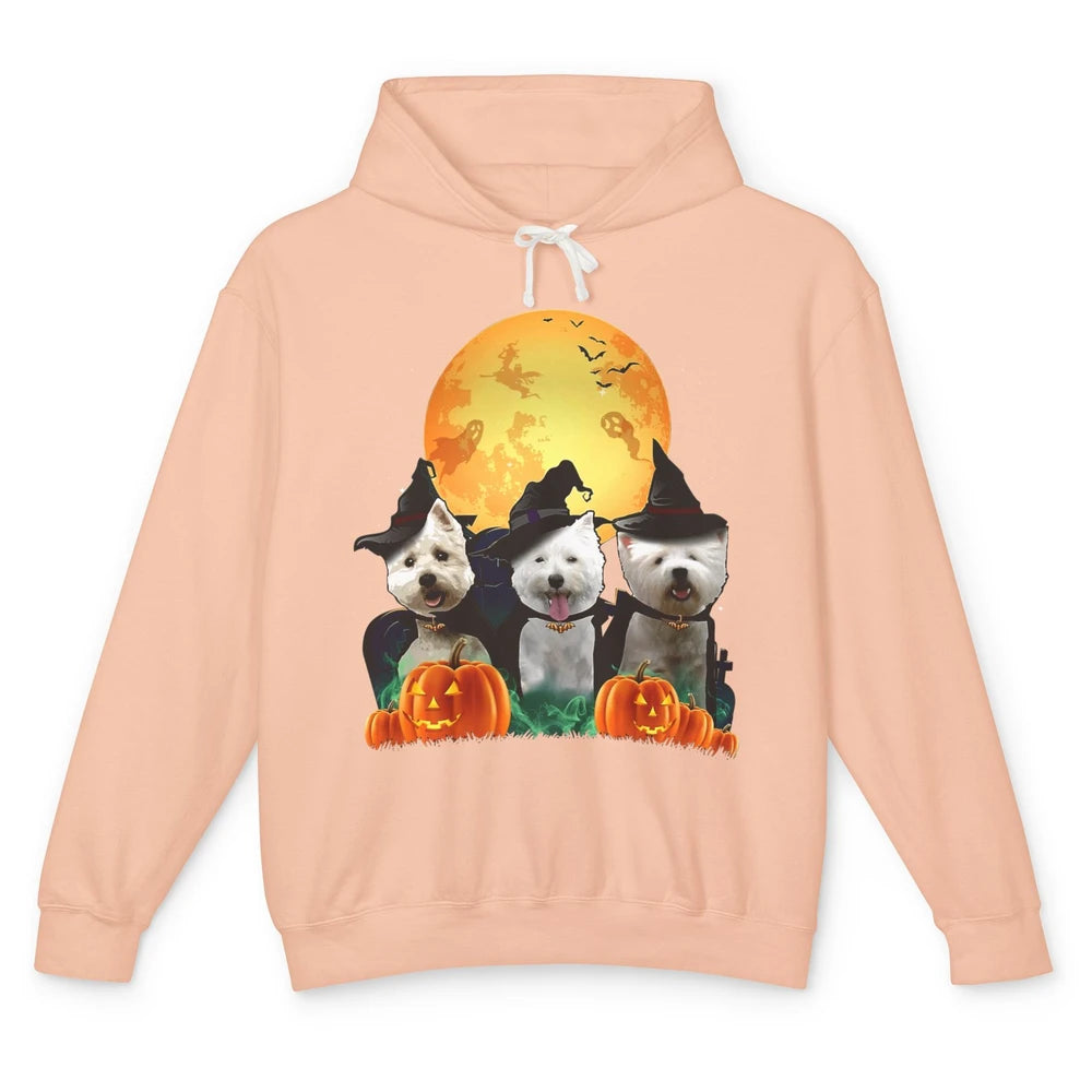 Westie Witch Pumpkin Jack-o-lantern Halloween Dog Mom Gift Unisex Lightweight Hoodie