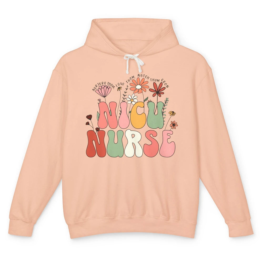 NICU Nurse Wildflower Neonatal Nurse Baby Nurse Appreciation Unisex Lightweight Hoodie