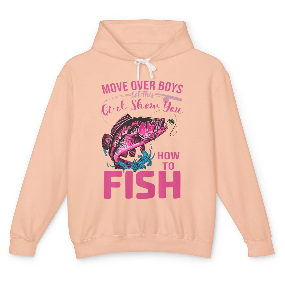 Bass Fishing Girl Show How To Fish Reel Girls Fish Fisherman Unisex Lightweight Hoodie