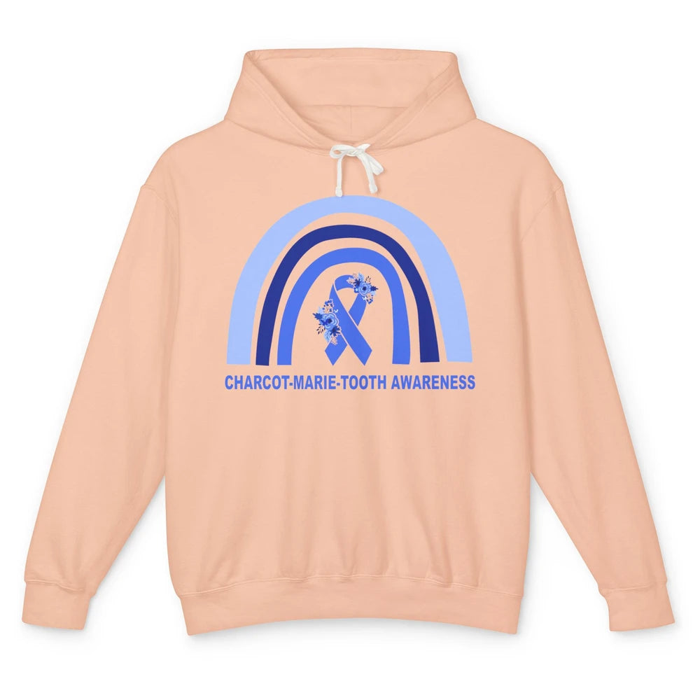 Charcot-marie-tooth Disease Awareness Floral Blue Rainbow Unisex Lightweight Hoodie