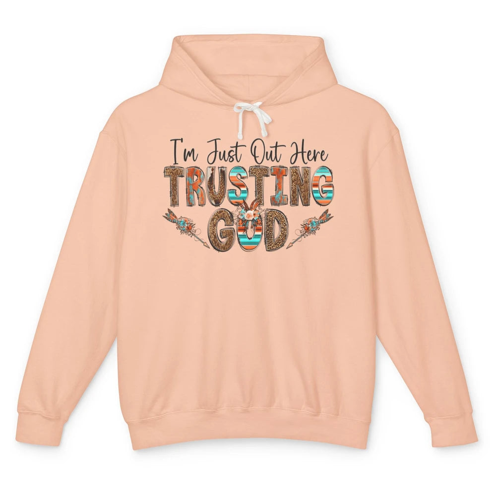 Out Here Trusting God Jesus Religion Christian Floral Bible Unisex Lightweight Hoodie