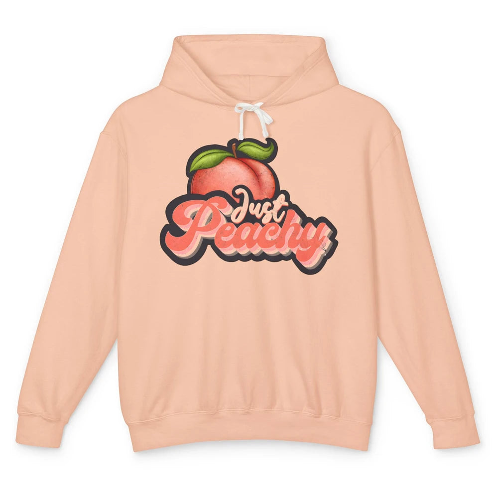 Funny Retro Just Peachy 70s Positive Peaches Summer Fruit Unisex Lightweight Hoodie