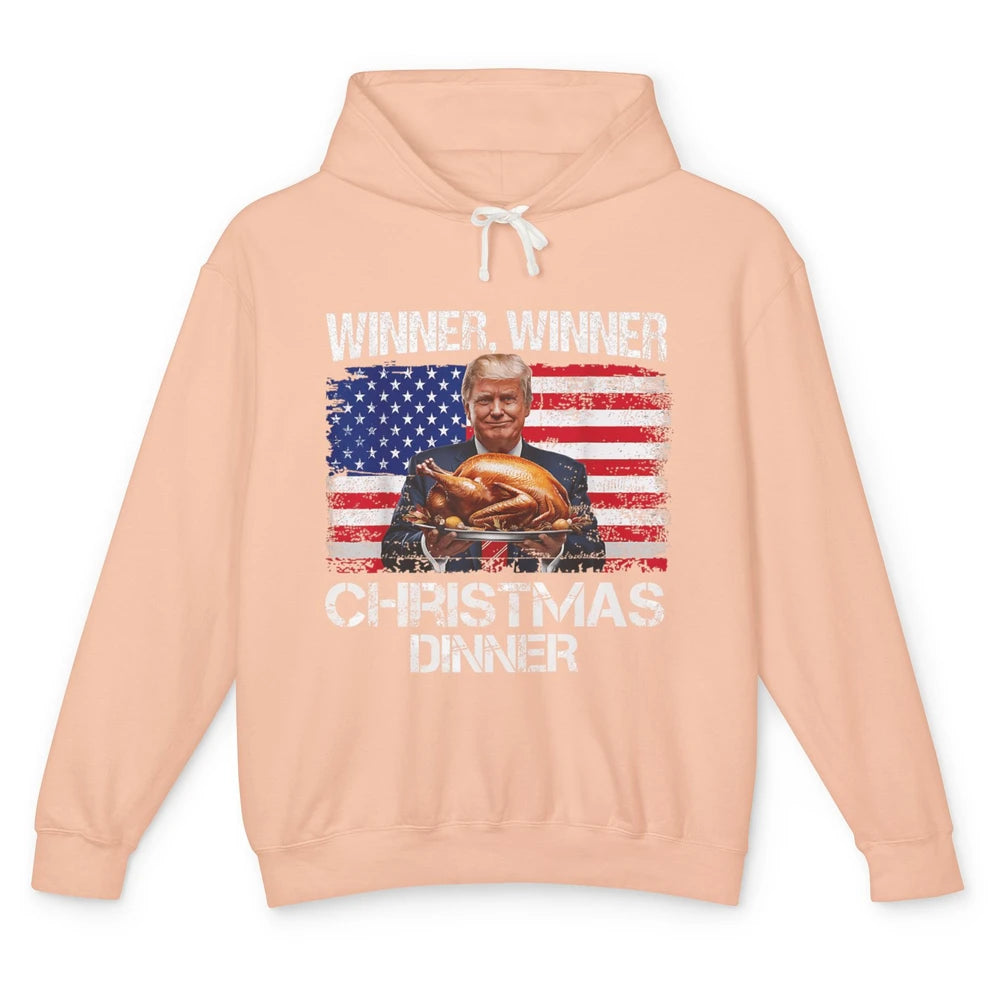 Funny Trump Winner Christmas Dinner Santa President Donald Trump Turkey Sarcastic Xmas Unisex Lightweight Hoodie