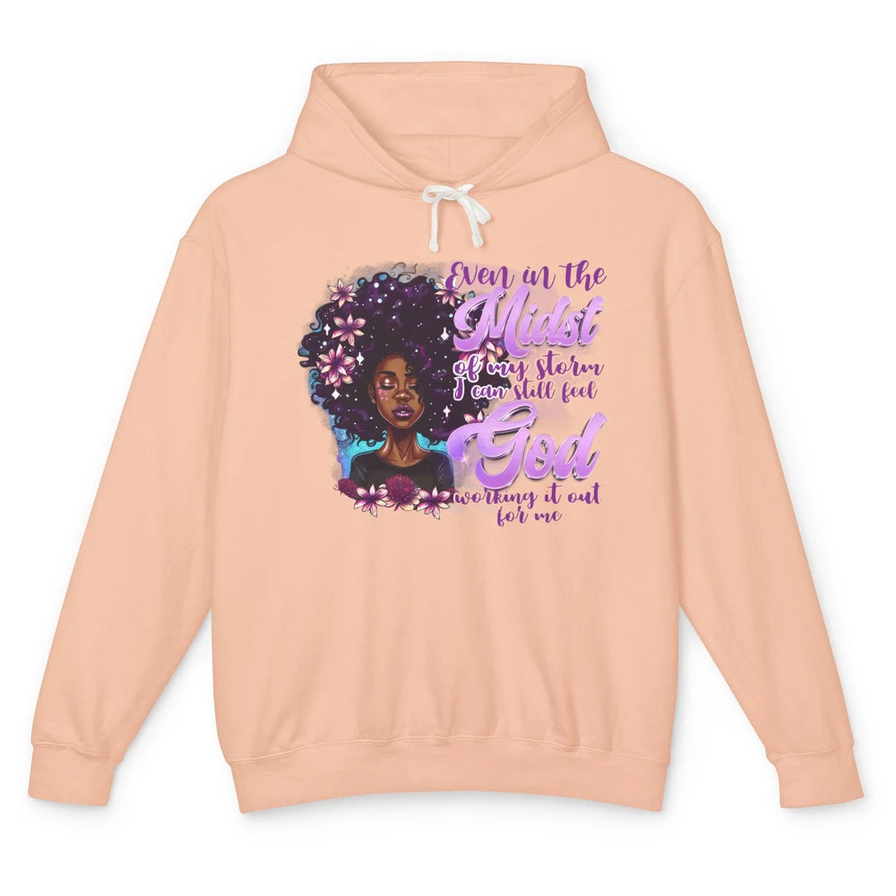 Black Girl In The Midst Of Storm I See God Christian Belief Unisex Lightweight Hoodie