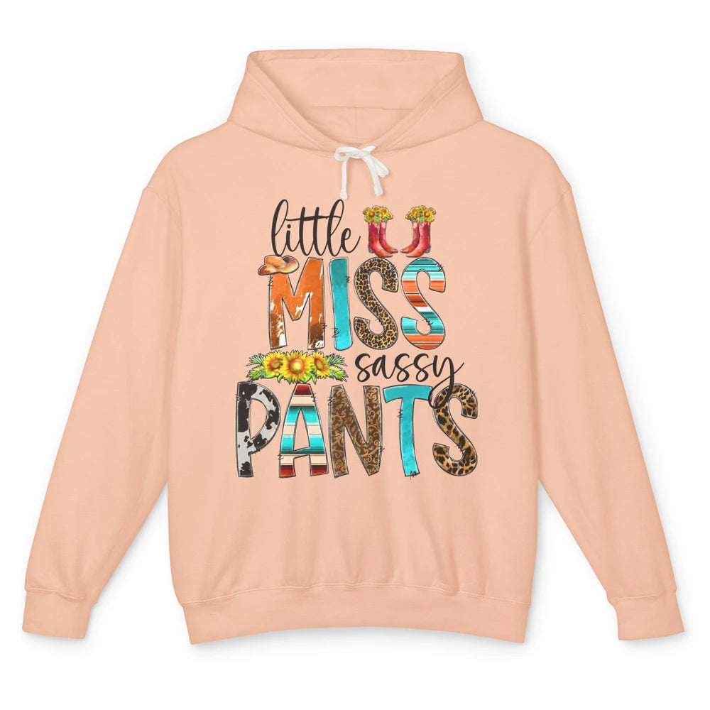 Sunflower Cowgirl Boots Hat Little Miss Sassy Pants Western Unisex Lightweight Hoodie