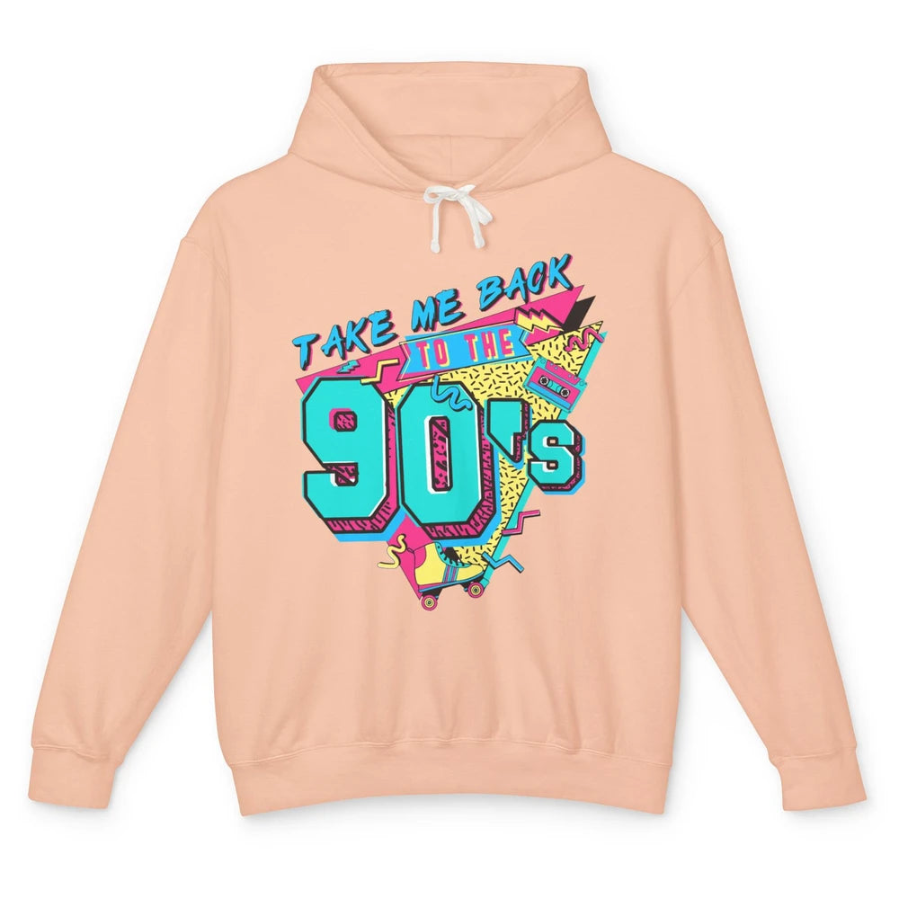 Vintage Take Me Back To The 90s Cassette Retro Rainbow Child Unisex Lightweight Hoodie