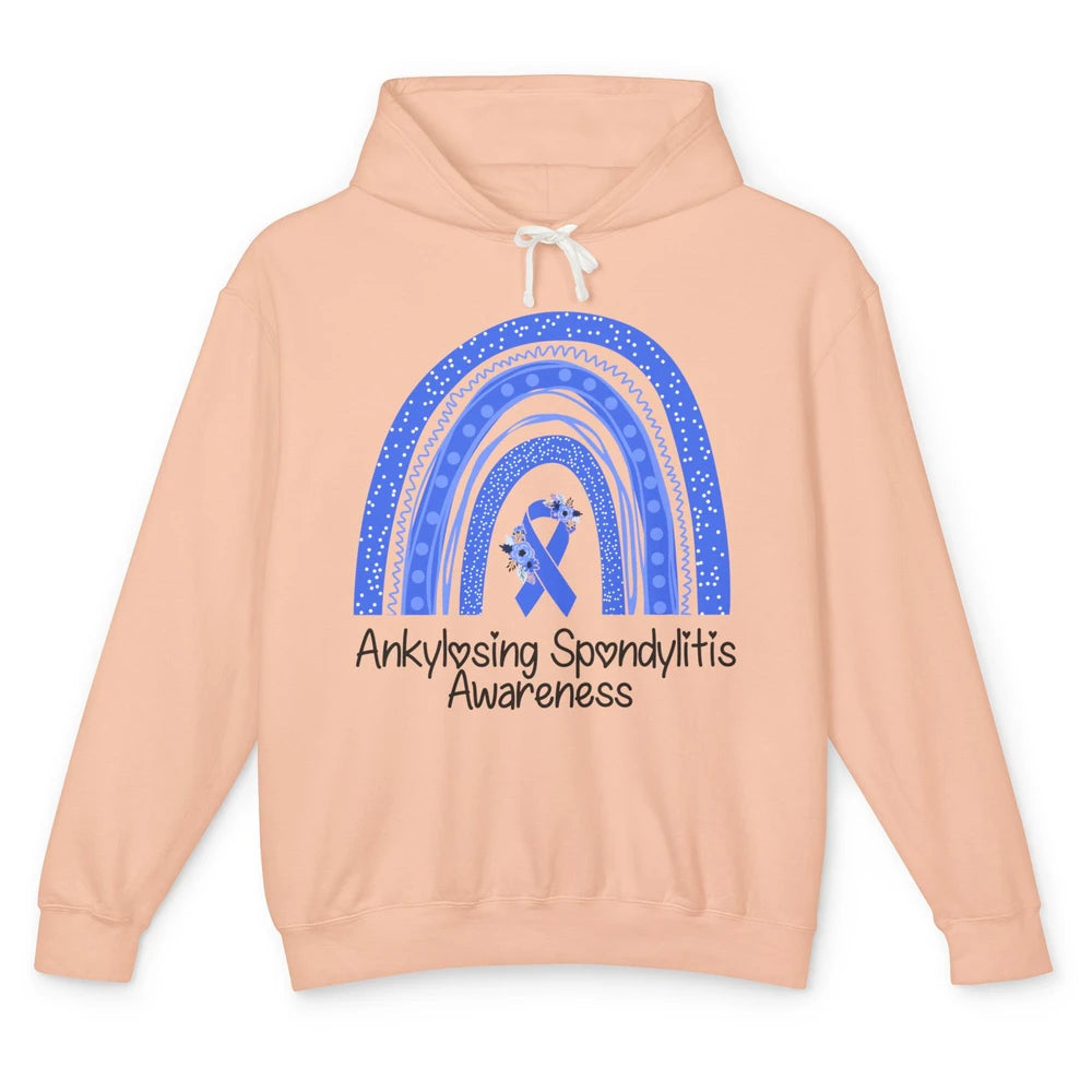 Ankylosing Spondylitis Awareness Support Floral Blue Rainbow Unisex Lightweight Hoodie