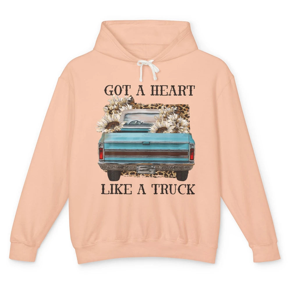 Got Heart Like Truck Sunflower Leopard Western Country Farm Unisex Lightweight Hoodie