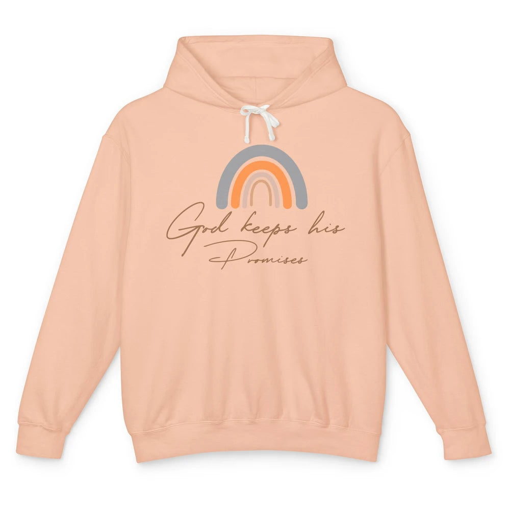 Boho Rainbow God Keeps His Promises Christian Religious Unisex Lightweight Hoodie