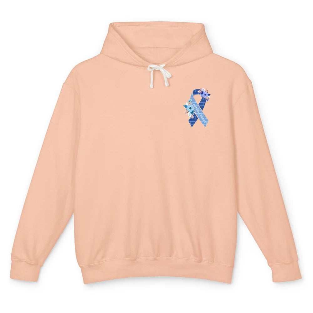 Castleman Disease Awareness Floral Blue Ribbon Rare Disease Unisex Lightweight Hoodie