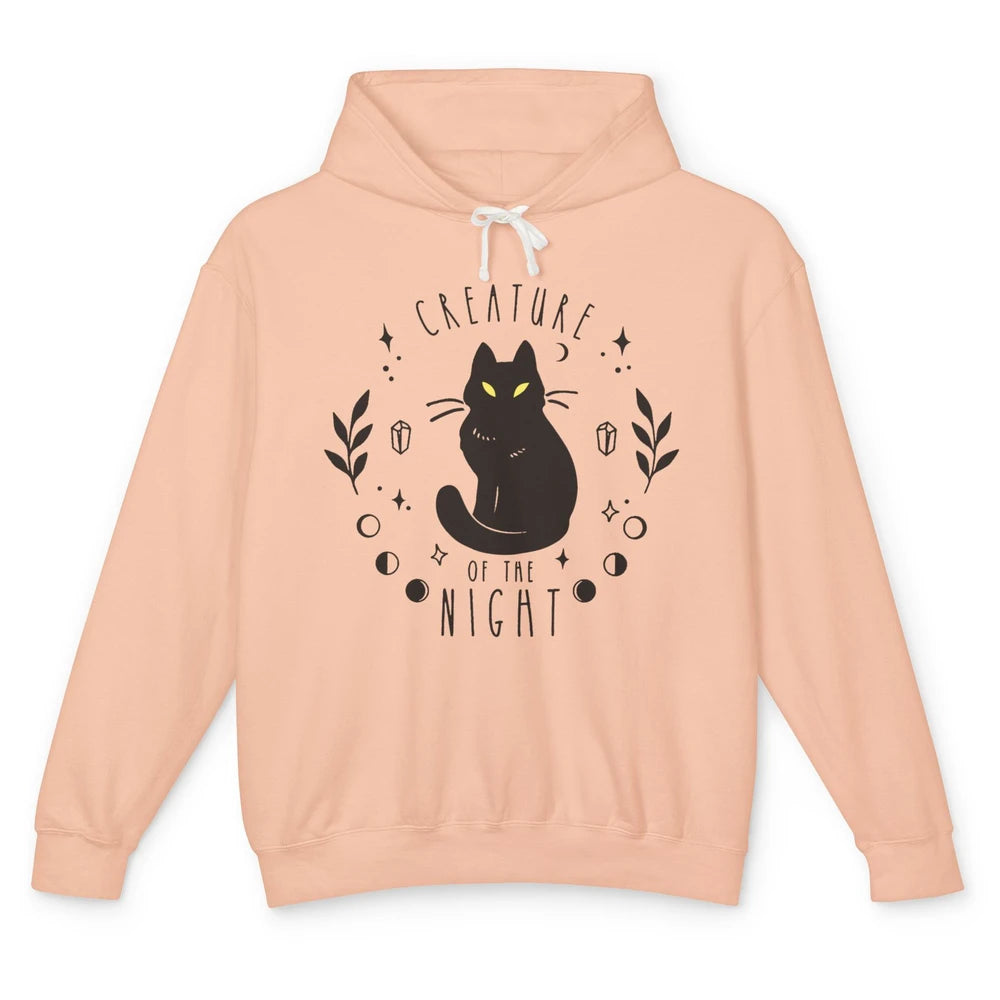 Black Cat Witch Creature Of The Night Halloween Cat Costume Unisex Lightweight Hoodie