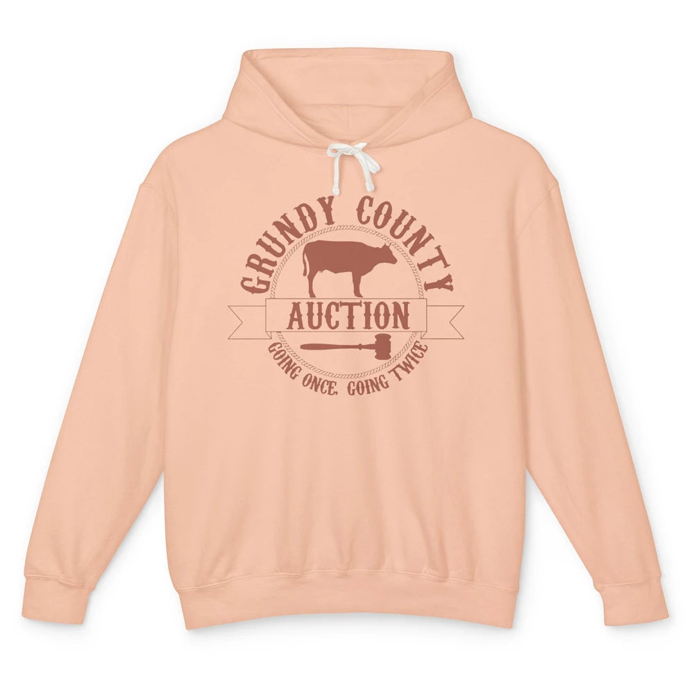 Retro Cow Cattle Grundy County Auction Western Country Farm Unisex Lightweight Hoodie