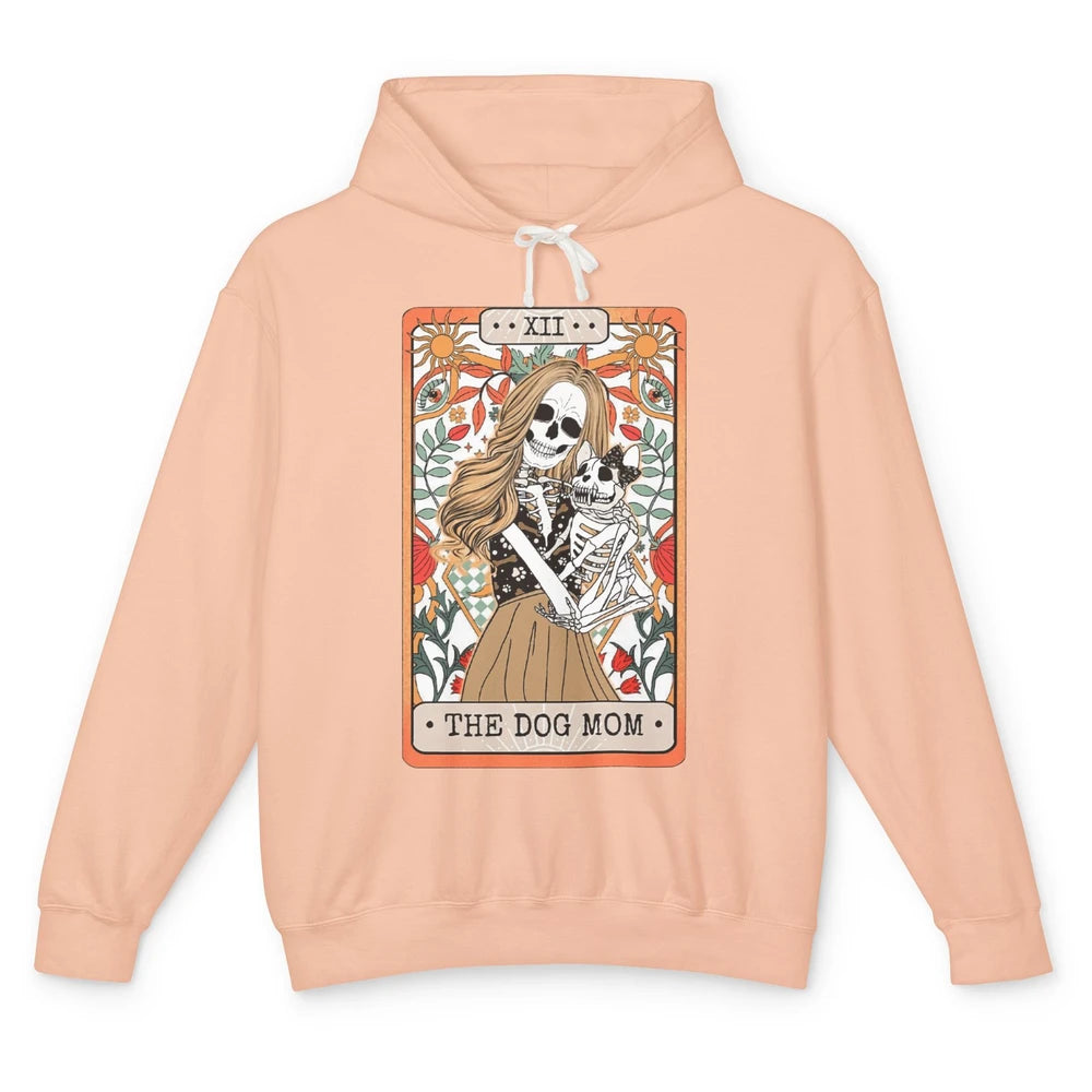 Retro Skeleton Tarot Card The Dog Mom Halloween Dog Lovers Unisex Lightweight Hoodie