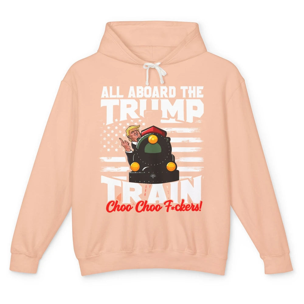 US Flag Trump Return All Abroad The Trump Train Anti Liberal Unisex Lightweight Hoodie