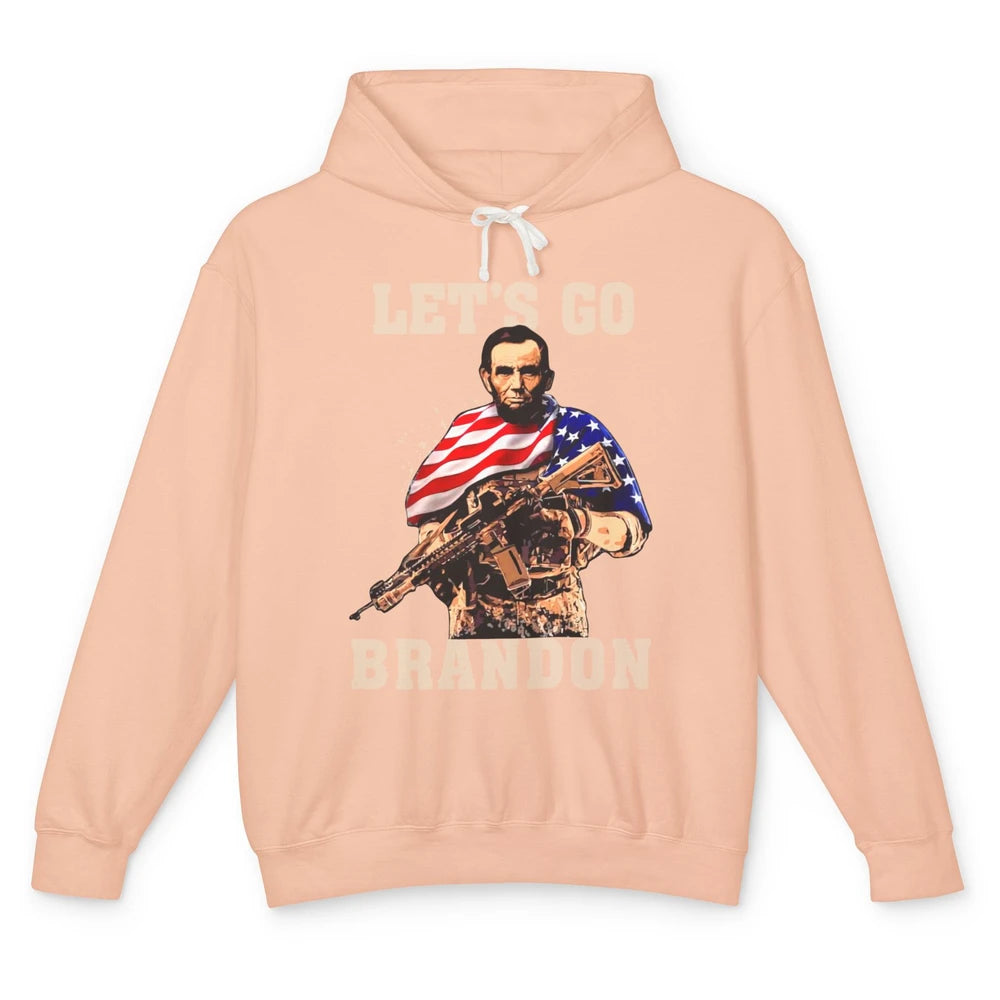 Abraham Lincoln US Flag Lets Go Brandon Conservative Liberal Unisex Lightweight Hoodie