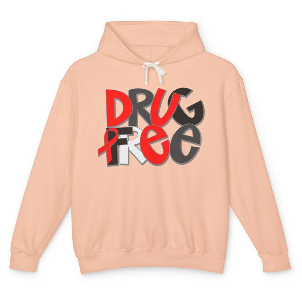 Red Ribbon Week Awareness Drug Free No Drug Red Ribbon Gift Unisex Lightweight Hoodie