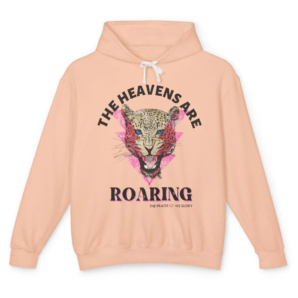 Retro Lion Heavens Are Roaring Bible Lightning Bolt Leopard Unisex Lightweight Hoodie