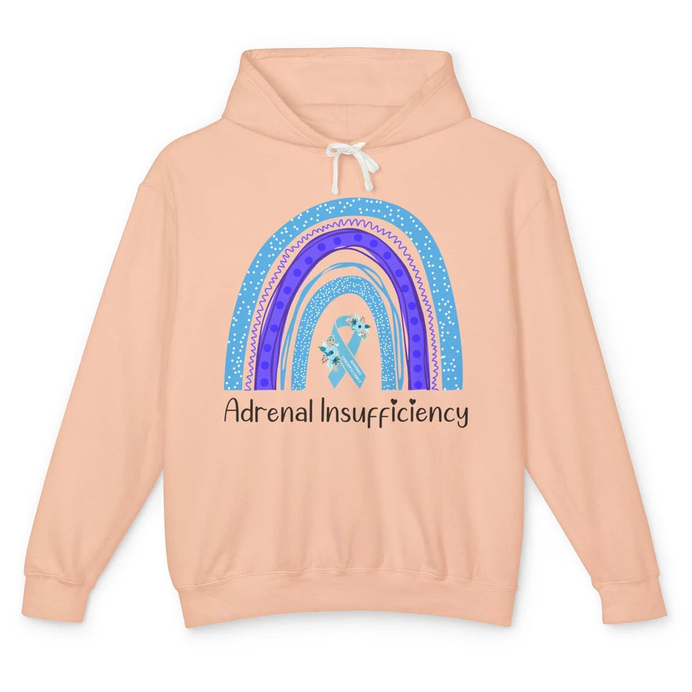 Adrenal Insufficiency Awareness Floral Light Blue Ribbon Unisex Lightweight Hoodie