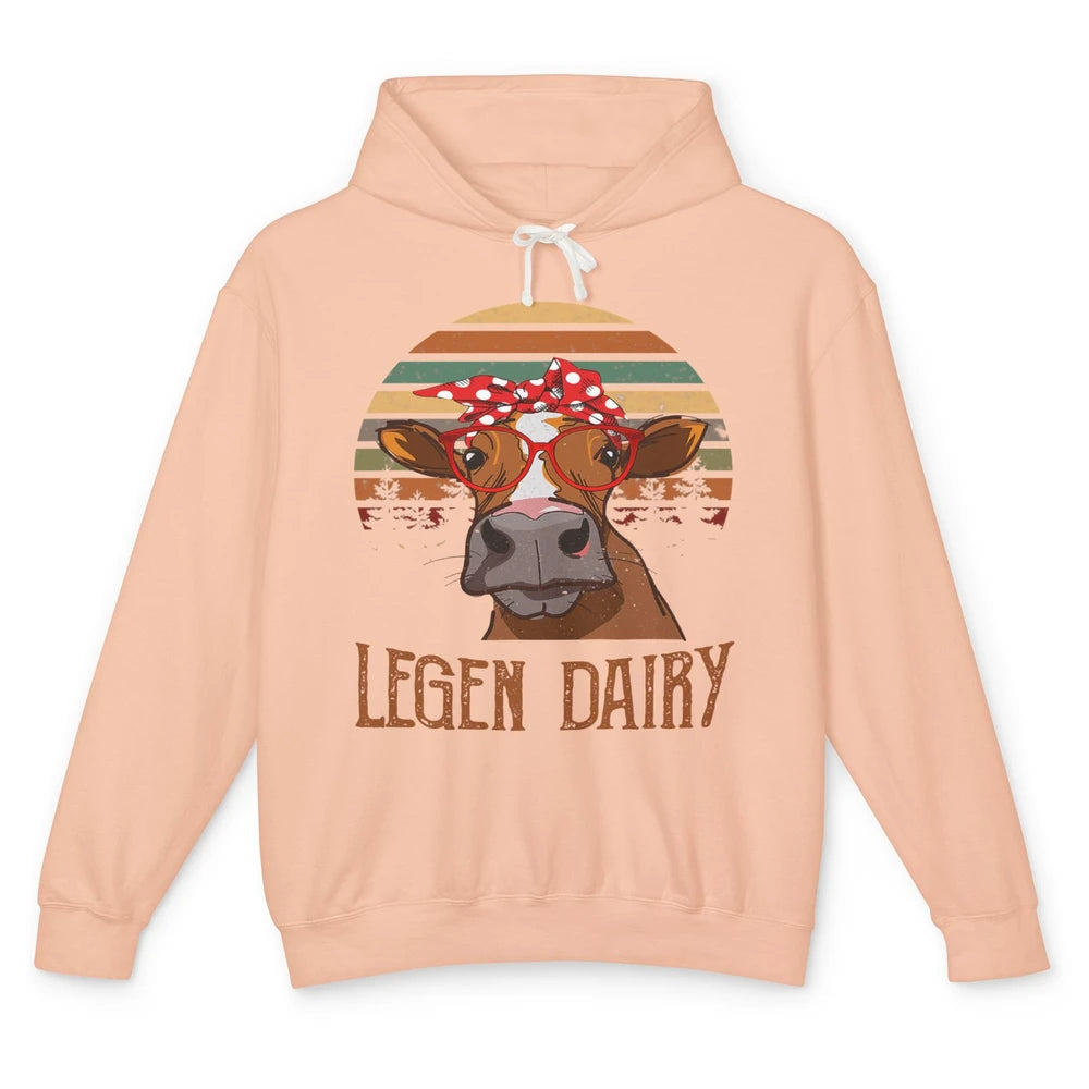 Retro Funny Highland Cow Legend Dairy Heifer Farm Animal Unisex Lightweight Hoodie