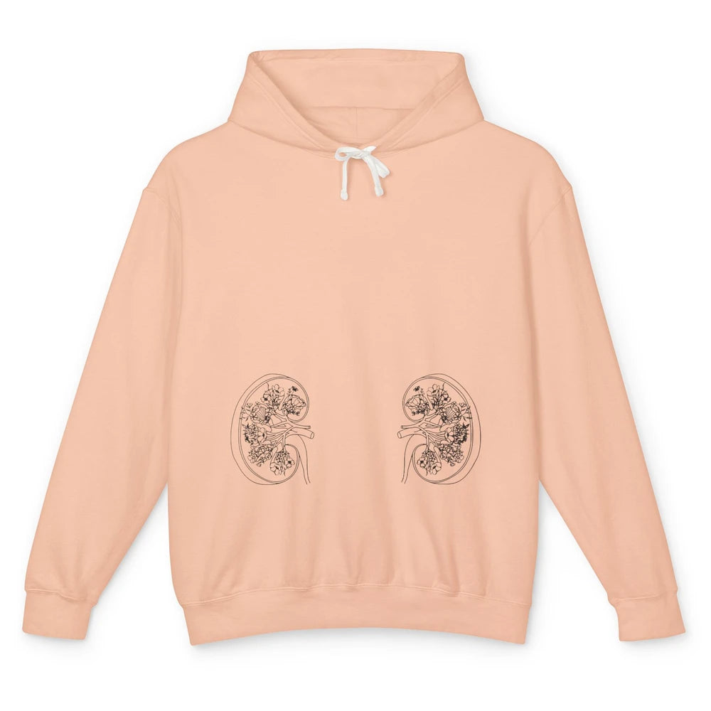 Floral Kidney Anatomy Two Kidneys Human Body Anatomy Unisex Lightweight Hoodie