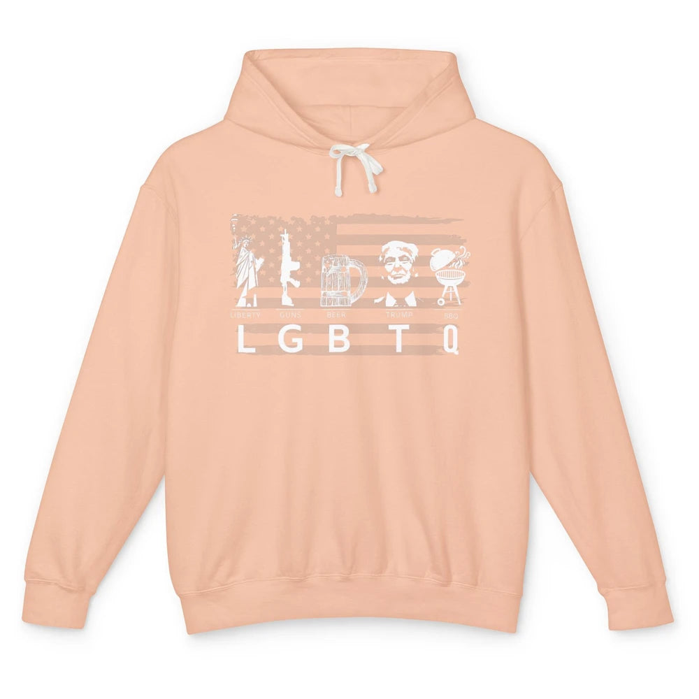 Funny Support LGBTQ Liberty Guns Beer Vote 2024 Republican Unisex Lightweight Hoodie