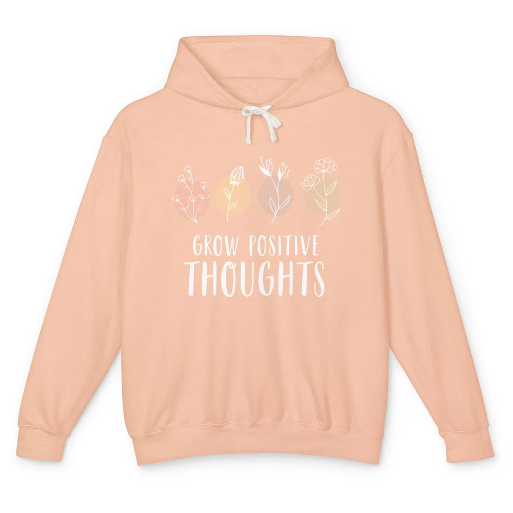 Retro Grow Positive Thoughts Vintage Wildflowers Happy Mind Unisex Lightweight Hoodie