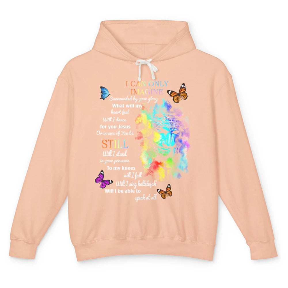 Sunflower Jesus Cross Butterfly I Can Imagine Christian Gift Unisex Lightweight Hoodie