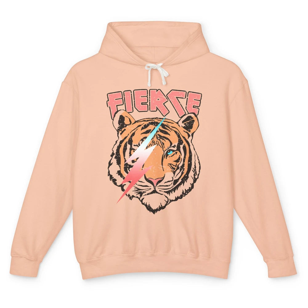 Retro Tiger Lightning Bolt Fierce Western Country Lighting Unisex Lightweight Hoodie