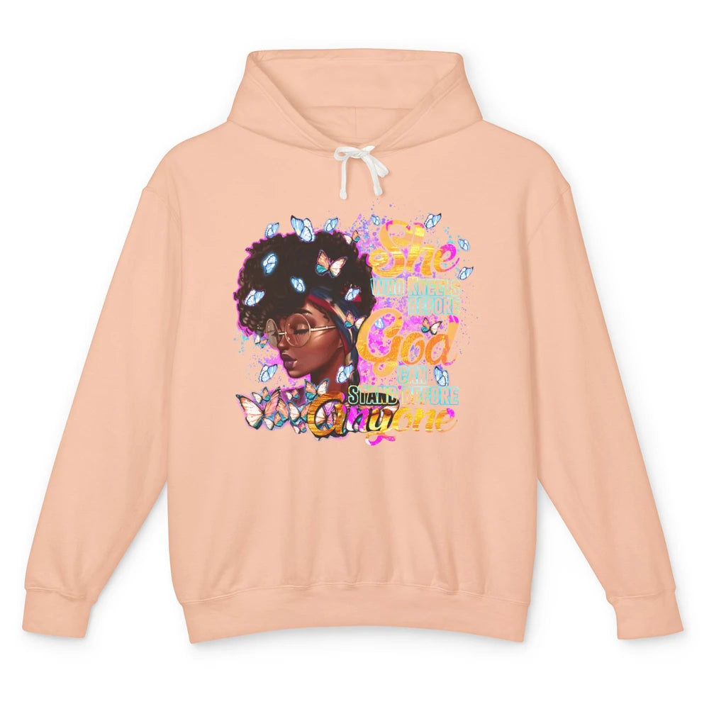 Black Girl She Who Kneels Before God Christian Afro Women Unisex Lightweight Hoodie