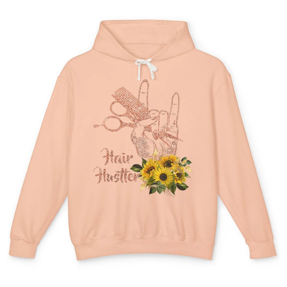 Hair Hustler Sunflower Barber Style Hairstylist Hairdresser Unisex Lightweight Hoodie