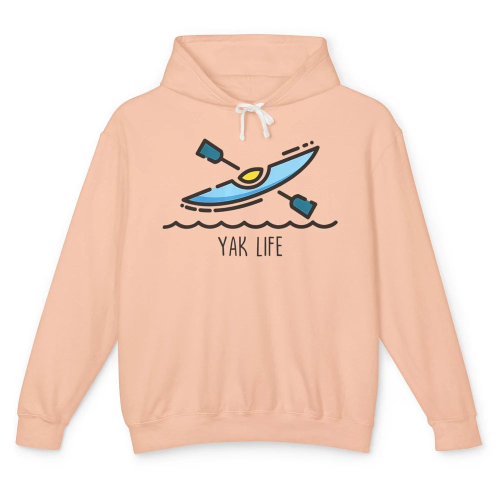 Yak Life Sunset Kayak Kayaking Retro 70s Paddling Outdoor Unisex Lightweight Hoodie