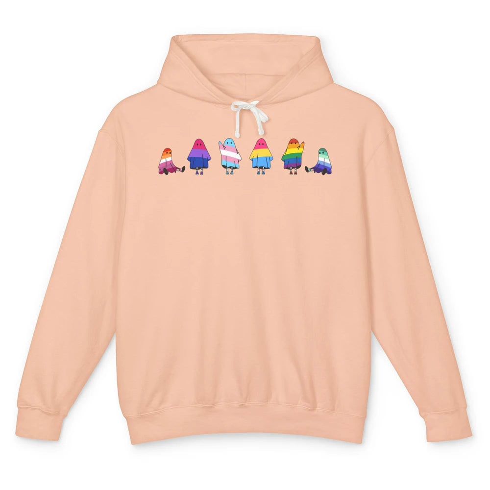 Cute Gay Baby Ghosts Spooky LGBTQ Lesbian Gay Pride Month Unisex Lightweight Hoodie