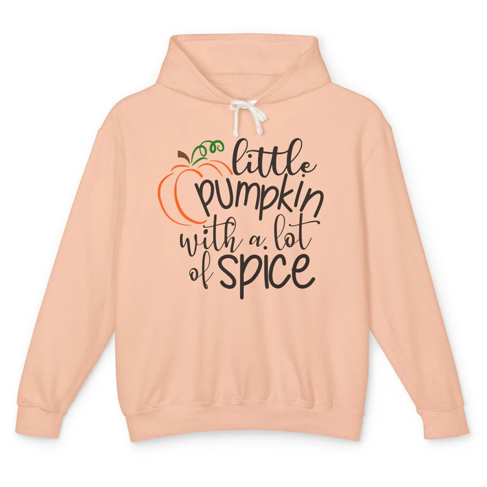 Little Pumpkin With Lots Of Spice Kids Thanksgiving Autumn Unisex Lightweight Hoodie